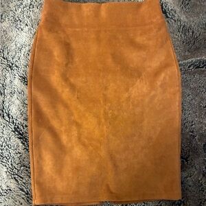 Tan Suede Pencil Skirt